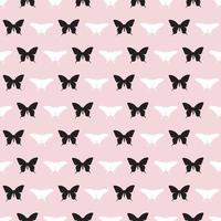 motif vectoriel sans couture de papillon noir blanc et rose.