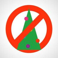 pas de sapin de noël. panneau d'interdiction rouge avec arbre de Noël. illustration vectorielle vecteur