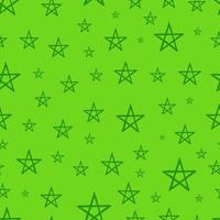 fond transparent d'étoiles de doodle. étoiles dessinées à la main verte sur fond vert. illustration vectorielle vecteur