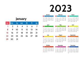 calendrier pour 2023 isolé sur fond blanc vecteur