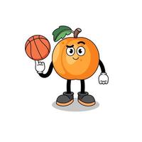 illustration d'abricot en tant que joueur de basket vecteur