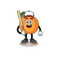 caricature de mascotte d'abricot en tant que joueur de baseball vecteur