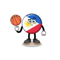 illustration du drapeau des philippines en tant que joueur de basket vecteur