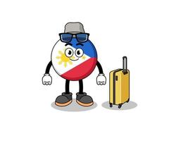 mascotte du drapeau des philippines faisant des vacances vecteur