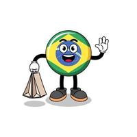 dessin animé du drapeau du brésil shopping vecteur