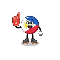 mascotte de dessin animé des fans du drapeau philippin numéro 1 vecteur