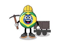 illustration de la mascotte du mineur du drapeau du brésil vecteur