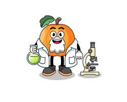 mascotte d'abricot en tant que scientifique vecteur