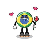 mascotte du drapeau du brésil tombant amoureux vecteur