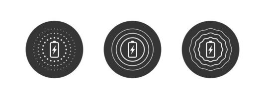 chargeur sans fil. icônes de charge sans fil noires. signes simples de charge de téléphone. illustration vectorielle vecteur