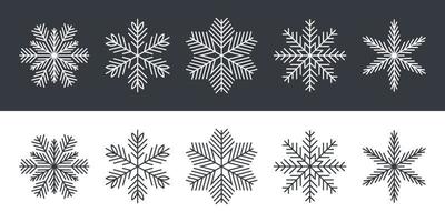 flocons de neige de différentes formes. flocons de neige dans un style plat. illustration vectorielle vecteur