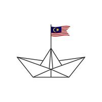 icône de bateau en papier. un bateau avec le drapeau de la malaisie. illustration vectorielle vecteur