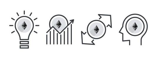 jeu d'icônes ethereum. concept d'icônes de crypto-monnaie. retourner l'argent. icônes modifiables commerciales et financières. illustration vectorielle vecteur