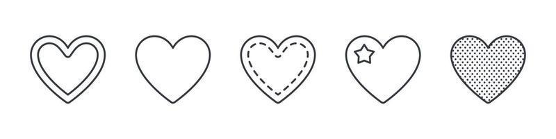 icônes de coeur. icônes de coeur linéaires. ensemble de coeurs de vecteur. illustration vectorielle vecteur