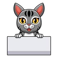 dessin animé mignon chat mannois tenant une pancarte blanche vecteur