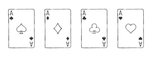 les quatre combinaisons de cartes à jouer. carte à jouer dessinée à la main. image vectorielle vecteur