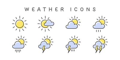 pack d'icônes météo. icônes de météorologie. icônes web météo dans un style moderne. illustration vectorielle vecteur