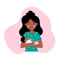 une femme afro-américaine noire tient un bébé, un enfant. vecteur