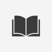 vecteur d'icône de livre ouvert. manuel, bibliothèque, étude, littérature, éducation, connaissance, signe de symbole d'apprentissage