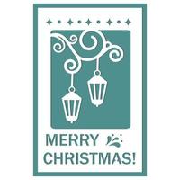 carte postale 3d festive dans le style de papercut, avec une lanterne ajourée de noël avec une bougie, illustration vectorielle vecteur