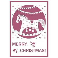carte de joyeux noël avec cheval à bascule, symbole d'une nouvelle année. illustration vectorielle isolée sur fond blanc. vecteur