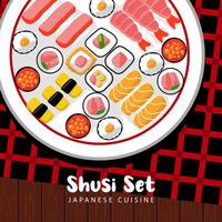 conception de vecteur d'illustration de style plat de sushi