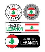 ensemble d'étiquettes fabriquées au liban, logo, drapeau du liban, emblème du produit du liban vecteur