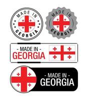 ensemble d'étiquettes fabriquées en géorgie, logo, drapeau de la géorgie, emblème du produit de la géorgie vecteur