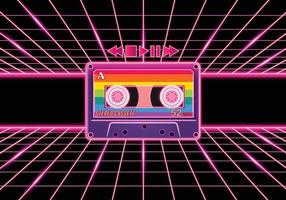 cassette rétro avec couleur néon étincelante vecteur