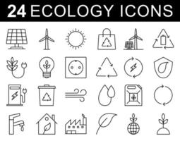 collection de jeu d'icônes plat écologie. pictogramme pour le web. jeu d'icônes web eco minimal fine ligne.