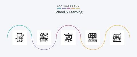 pack d'icônes de la ligne 5 de l'école et de l'apprentissage, y compris. formule. éducation. éducation. clé vecteur