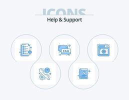 aide et support pack d'icônes bleues 5 conception d'icônes. Support. aider. un service. FAQ. message vecteur