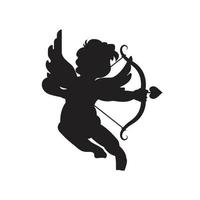 mignon, cupidon, silhouette vecteur