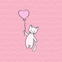 chat mignon se tenant à un ballon, illustration vectorielle vecteur