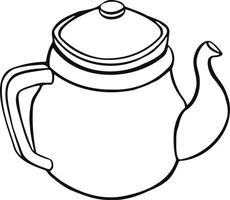 théière de thé ligne isolé sur fond blanc. manuel. vecteur