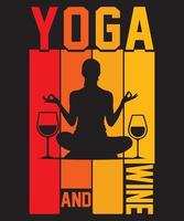 conception de t-shirt de yoga et de vin.eps vecteur