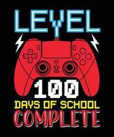 niveau 100 jours d'école-complet-t-shirt-design vecteur