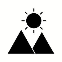 soleil unique sur l'icône de glyphe de vecteur de montagne