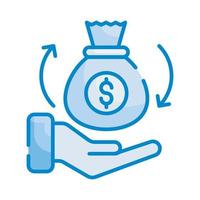retour de l'illustration de style vecteur d'investissement. icône de couleur bleue affaires et finances.