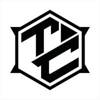 modèle de conception de monogramme logo tc vecteur