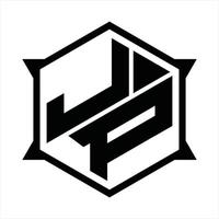 modèle de conception de monogramme logo jp vecteur