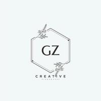 gz beauty vector art du logo initial, logo manuscrit de la signature initiale, mariage, mode, bijoux, boutique, floral et botanique avec modèle créatif pour toute entreprise ou entreprise.