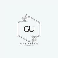 gu beauty vector art du logo initial, logo manuscrit de la signature initiale, mariage, mode, bijoux, boutique, floral et botanique avec modèle créatif pour toute entreprise ou entreprise.