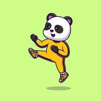 illustration d'icônes vectorielles de dessin animé de karaté panda mignon. concept de dessin animé plat. adapté à tout projet créatif. vecteur