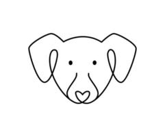 logo de chien vectoriel à une ligne. animal mignon minimaliste dans un style abstrait dessiné à la main. illustration graphique de fond noir. grande conception à toutes fins