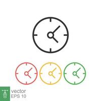 icône de l'horloge. style plat simple. cadran d'horloge murale cercle, jour, nuit, noir, rouge, jaune, vert, concept d'entreprise. illustration vectorielle isolée sur fond blanc. ep 10. vecteur
