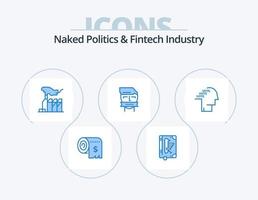 la politique nue et l'industrie de la technologie financière pack d'icônes bleues 5 conception d'icônes. adversaire. otage. déclaration. pression. domination vecteur