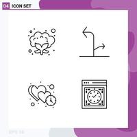 4 icônes créatives signes et symboles modernes du trafic de flèches d'amour de chou-fleur datant des éléments de conception vectoriels modifiables vecteur