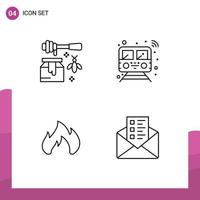 groupe de 4 couleurs plates remplies de signes et de symboles pour le feu d'abeille douce cheminée intelligente éléments de conception vectoriels modifiables vecteur