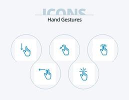 gestes de la main pack d'icônes bleues 5 conception d'icônes. pincer. gestes. robinet. Contrat. gestes vecteur